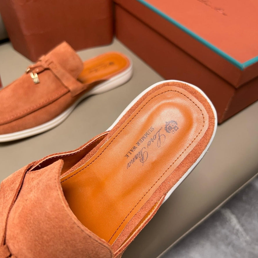 Loro Piana Babouche Charms Walk Suede Loafers - Dusty Orange (L0BF)