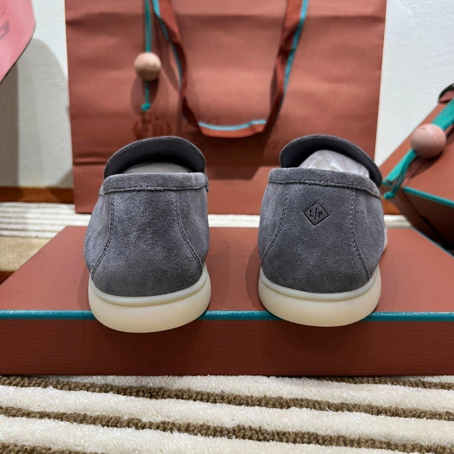 Loro Piana Summer Walk Suede Loafers - Frozen Blue (131)