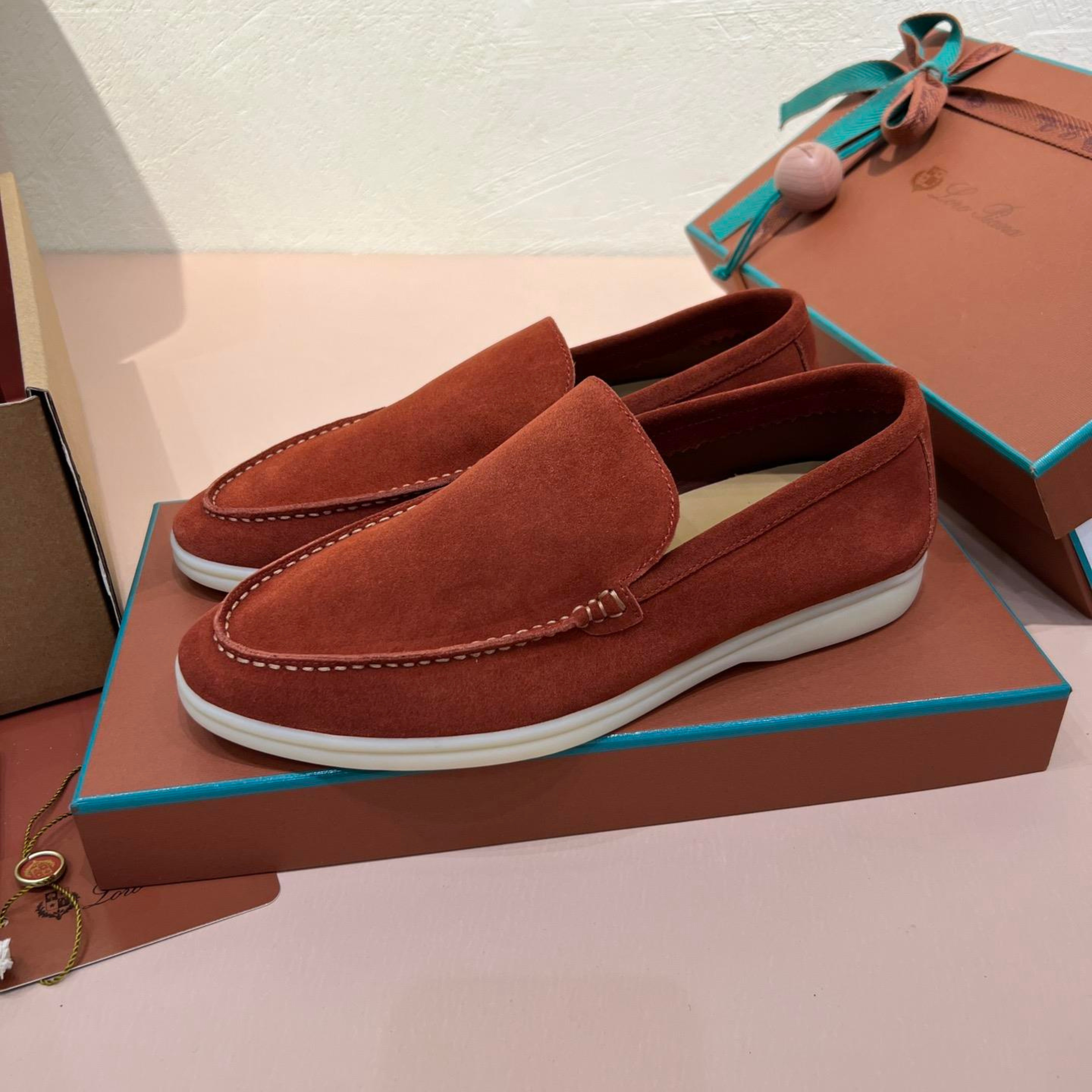 Loro Piana Summer Walk Suede Loafers - Dried Red (R0DV)