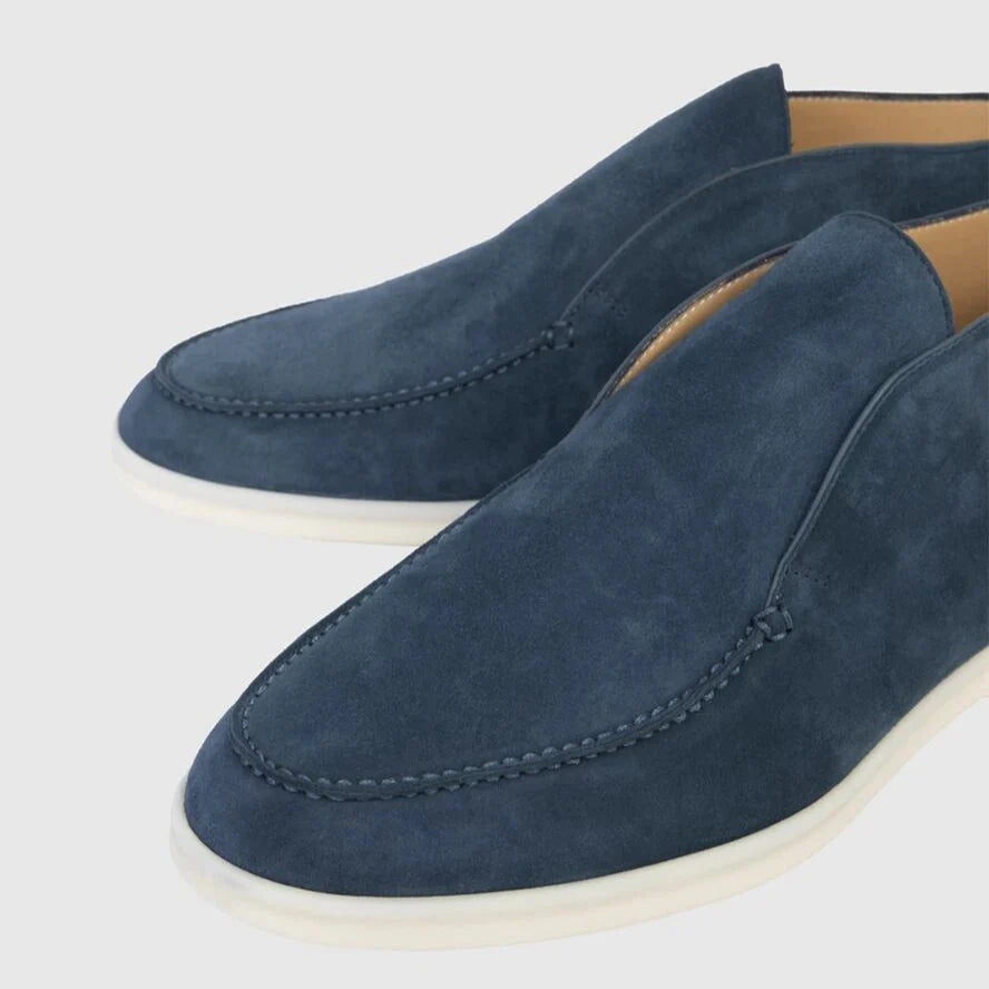 Loro Piana Open Walk Suede Ankle Boots - Dark Blue
