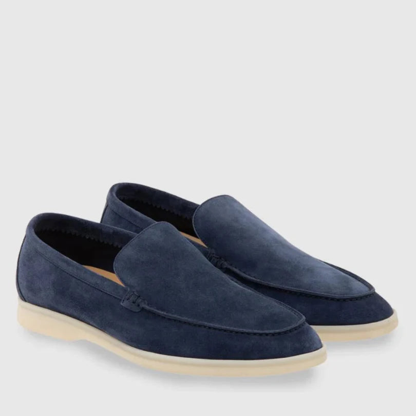 Loro Piana Summer Walk Suede Loafers - Dark Navy Blue ( 040)