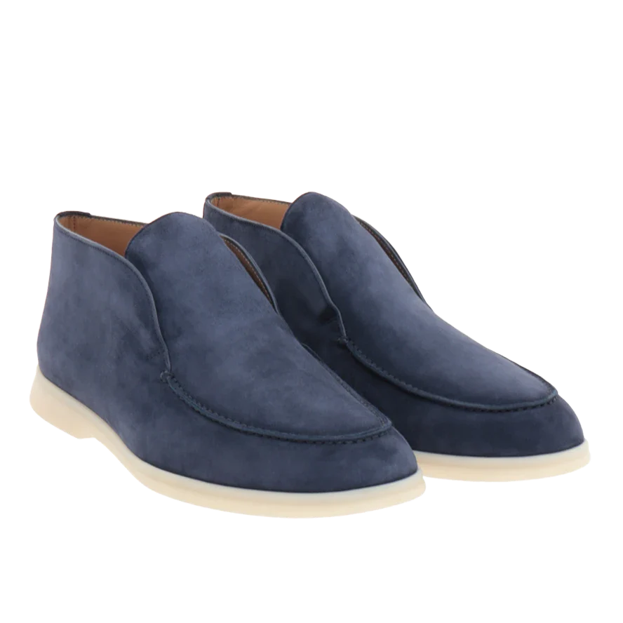 Loro Piana Open Walk Suede Loafers - Dark Blue