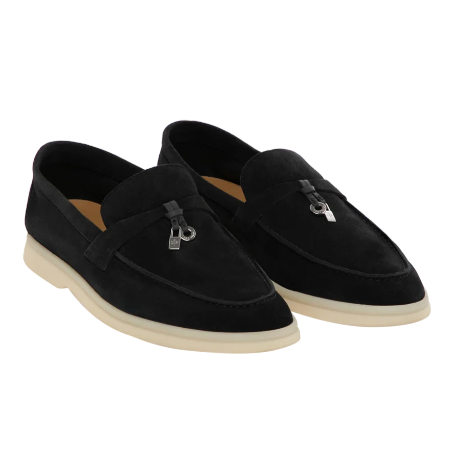 Loro Piana Summer Charm Suede Loafers - Black (029)