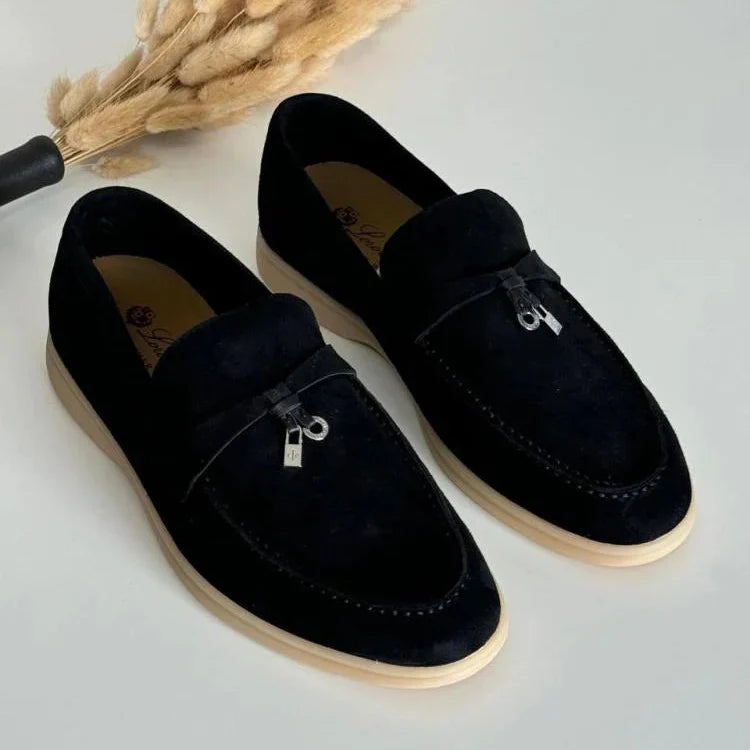 Loro Piana Summer Charm Suede Loafers - Black (029)