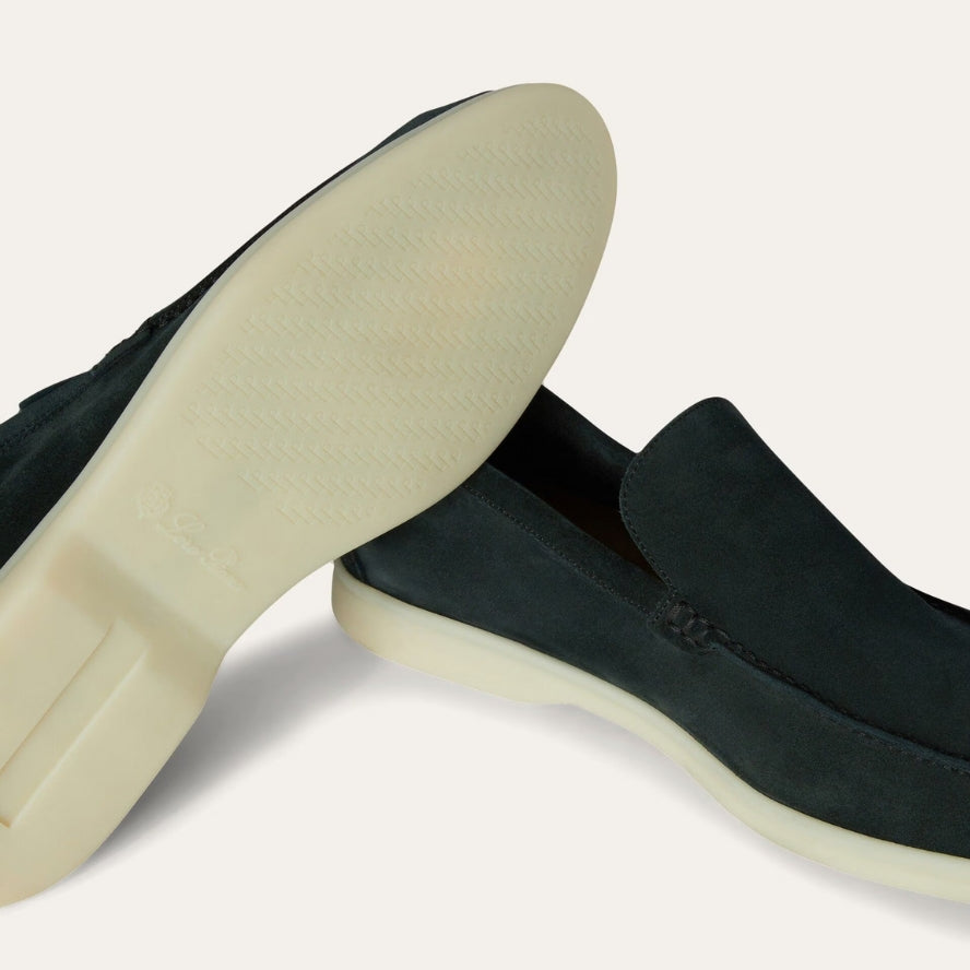 Loro Piana Ocean Front Suede Loafers - Dark Green (133)
