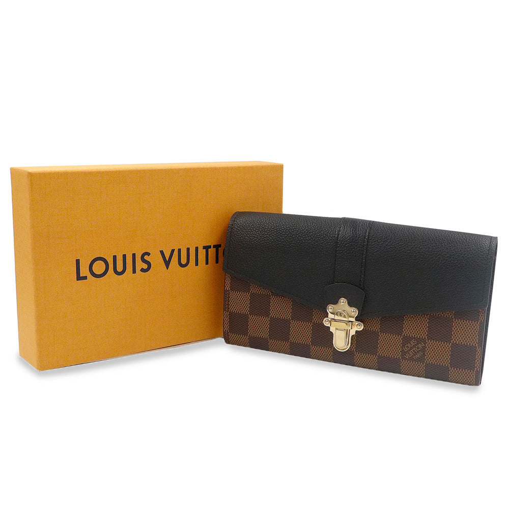 Louis Vuitton Damier Ebene Clapton Long Wallet - Brown