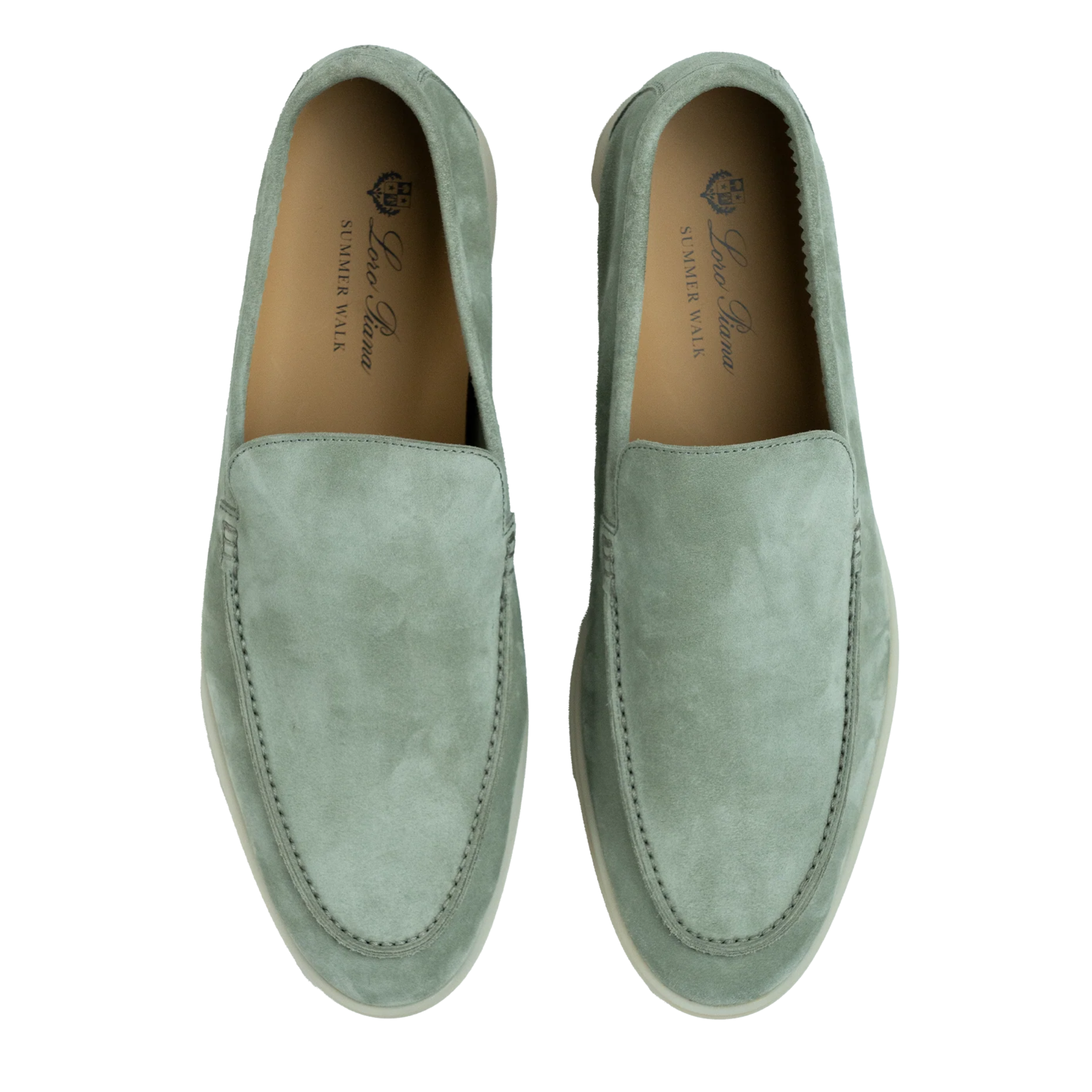 Loro Piana Summer Walk Suede Loafers - Frozen Fir (515Z)