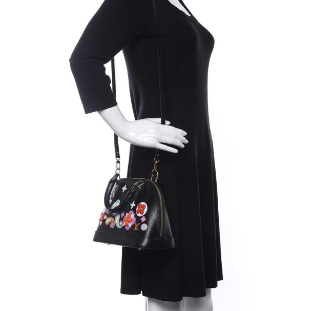 Louis Vuitton Blooming Flowers Epi Alma BB Handbag - Black
