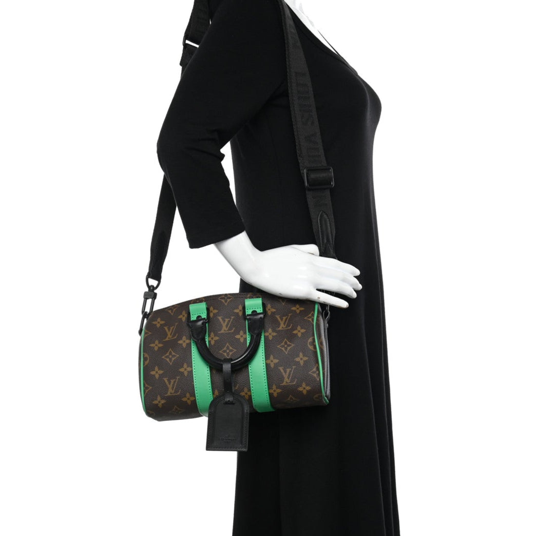 Louis Vuitton Monogram Macassar Keepall Bandoulière 25 Shoulder Bag - Minty Green