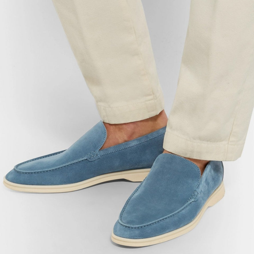 Loro Piana Summer Walk Suede Loafers - Blue (137)