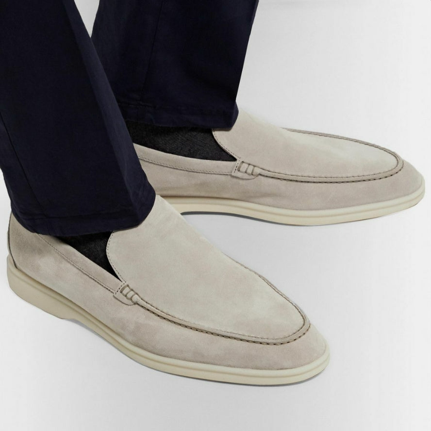 Loro Piana Summer Walk Suede Loafers - Sand