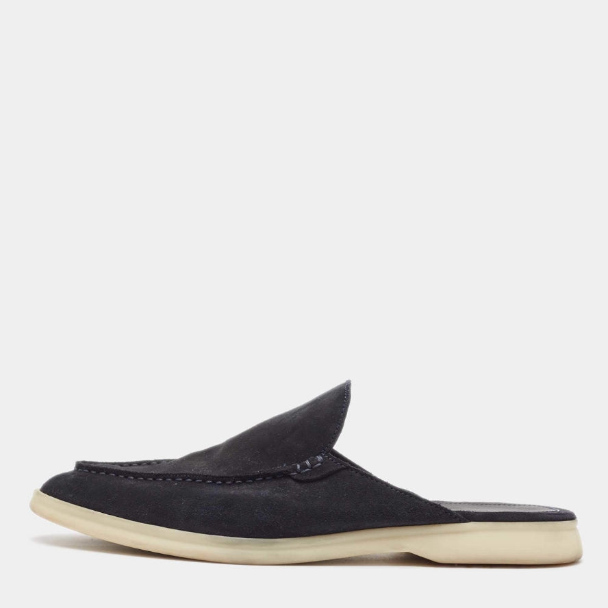 Loro Piana Babouche Walk Suede Loafers - Black (203)