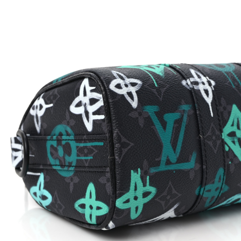Louis Vuitton Monogram Eclipse Graffiti Keepall Bandoulière 25 Shoulder Bag - Green Lights