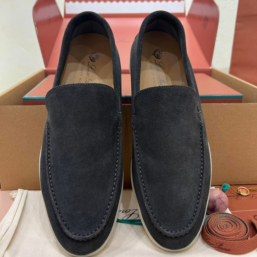 Loro Piana Ocean Front Suede Loafers - Dark Green (133)