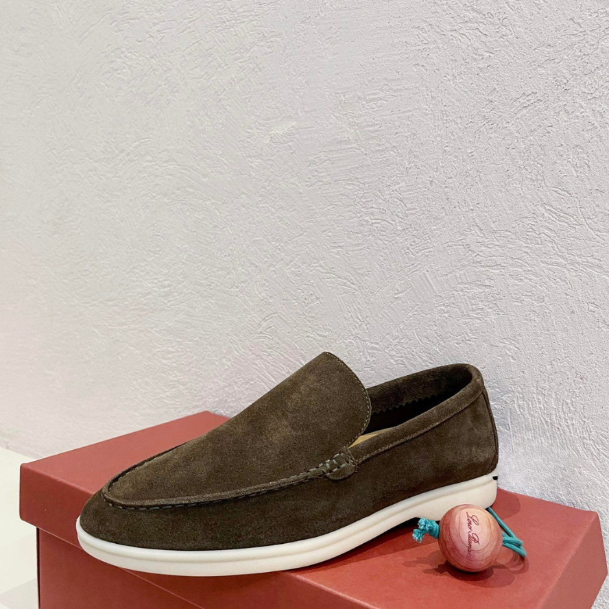 Loro Piana Summer Walk Suede Loafers - Warm Gray (MD84)