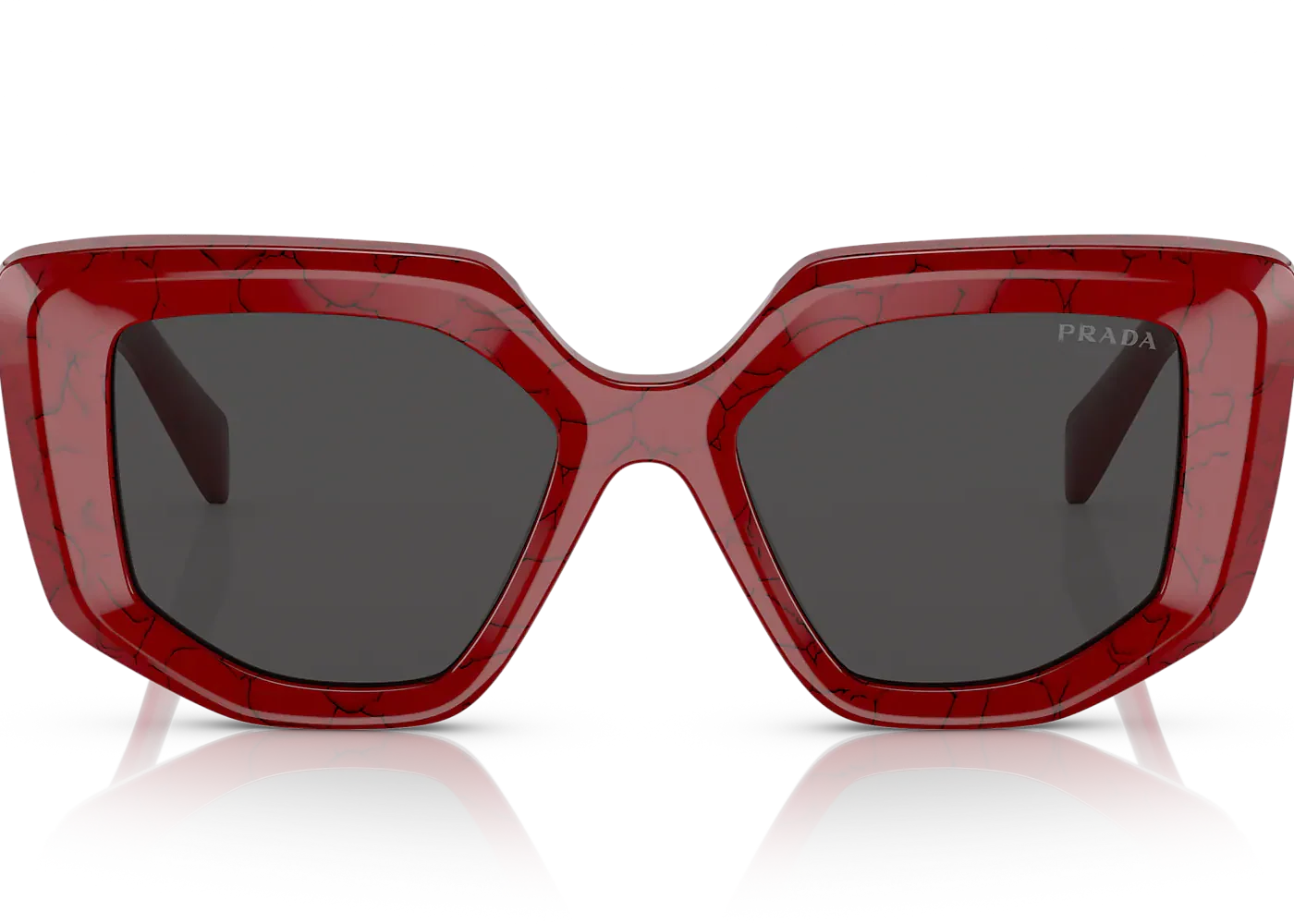 Prada PR14ZS 15D-5S0 Rectangular Marble Red Sunglasses