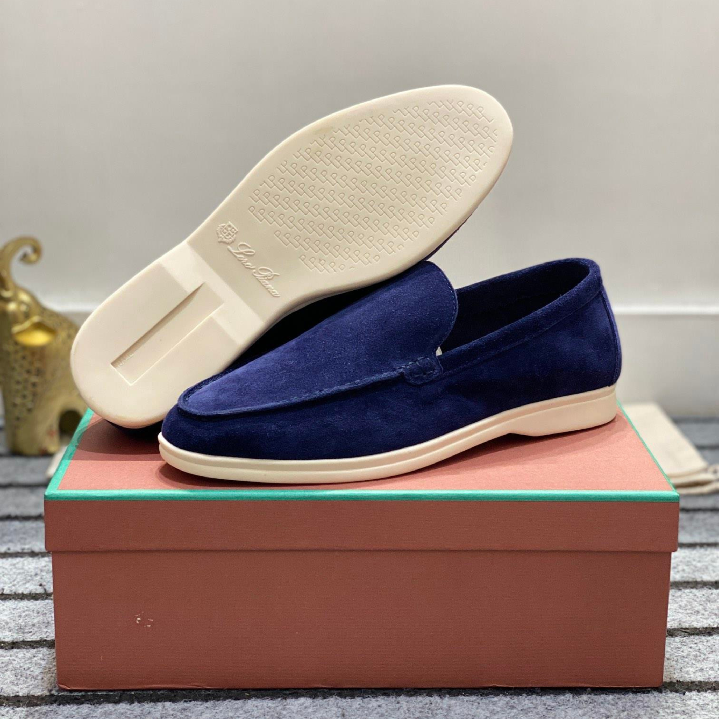 Loro Piana Summer Walk Suede Loafers - Dark Navy Blue ( 040)