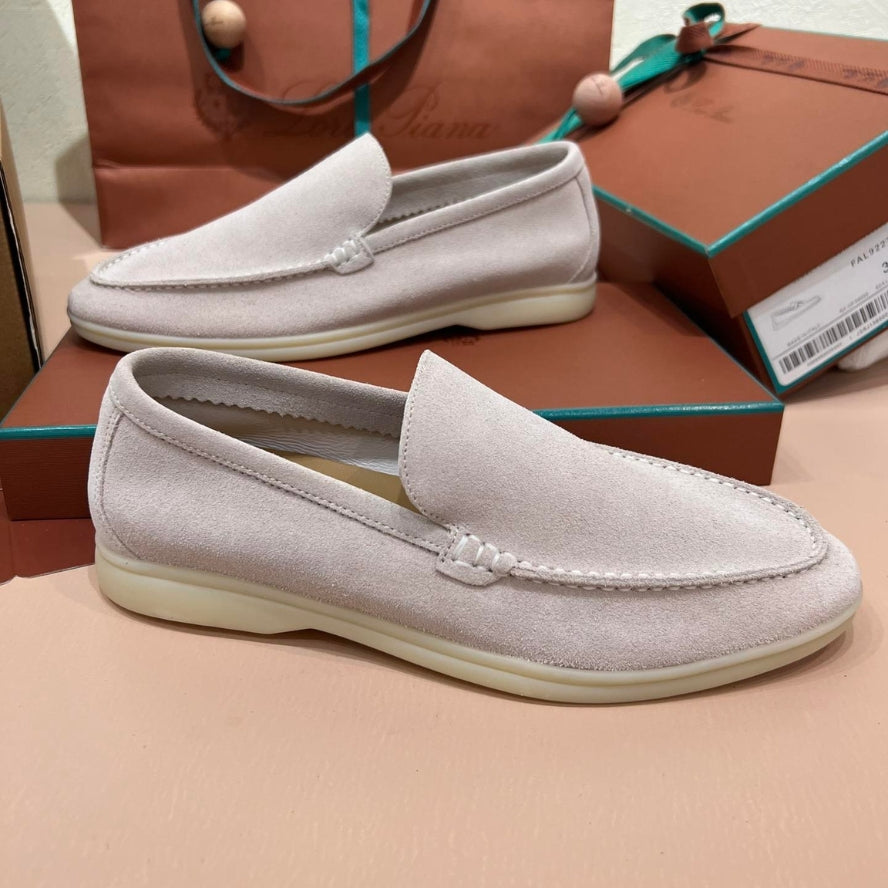 Loro Piana Summer Walk Suede Loafers - Sand