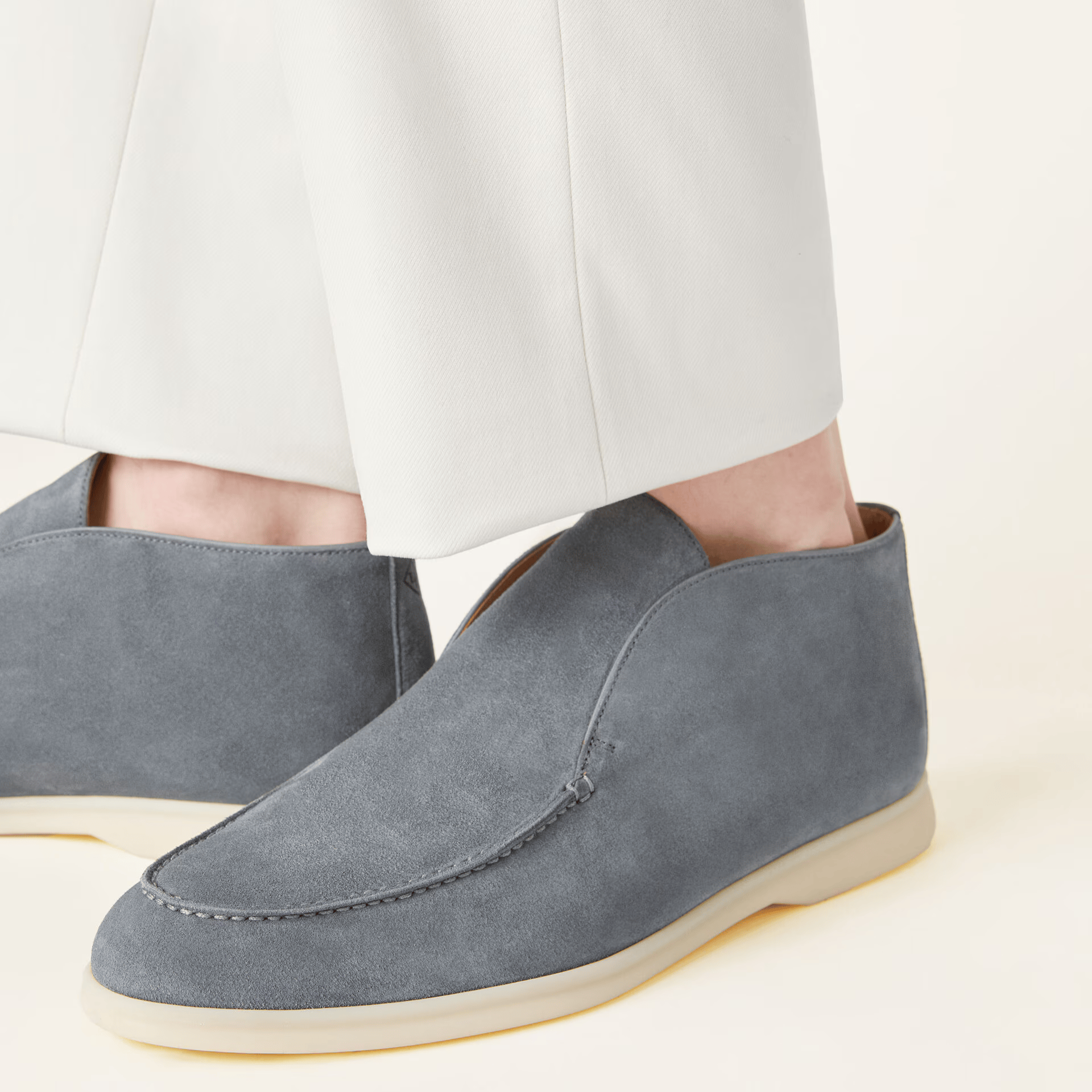 Loro Piana Open Walk Suede Ankle Boots - Frozen Blue (60JF)
