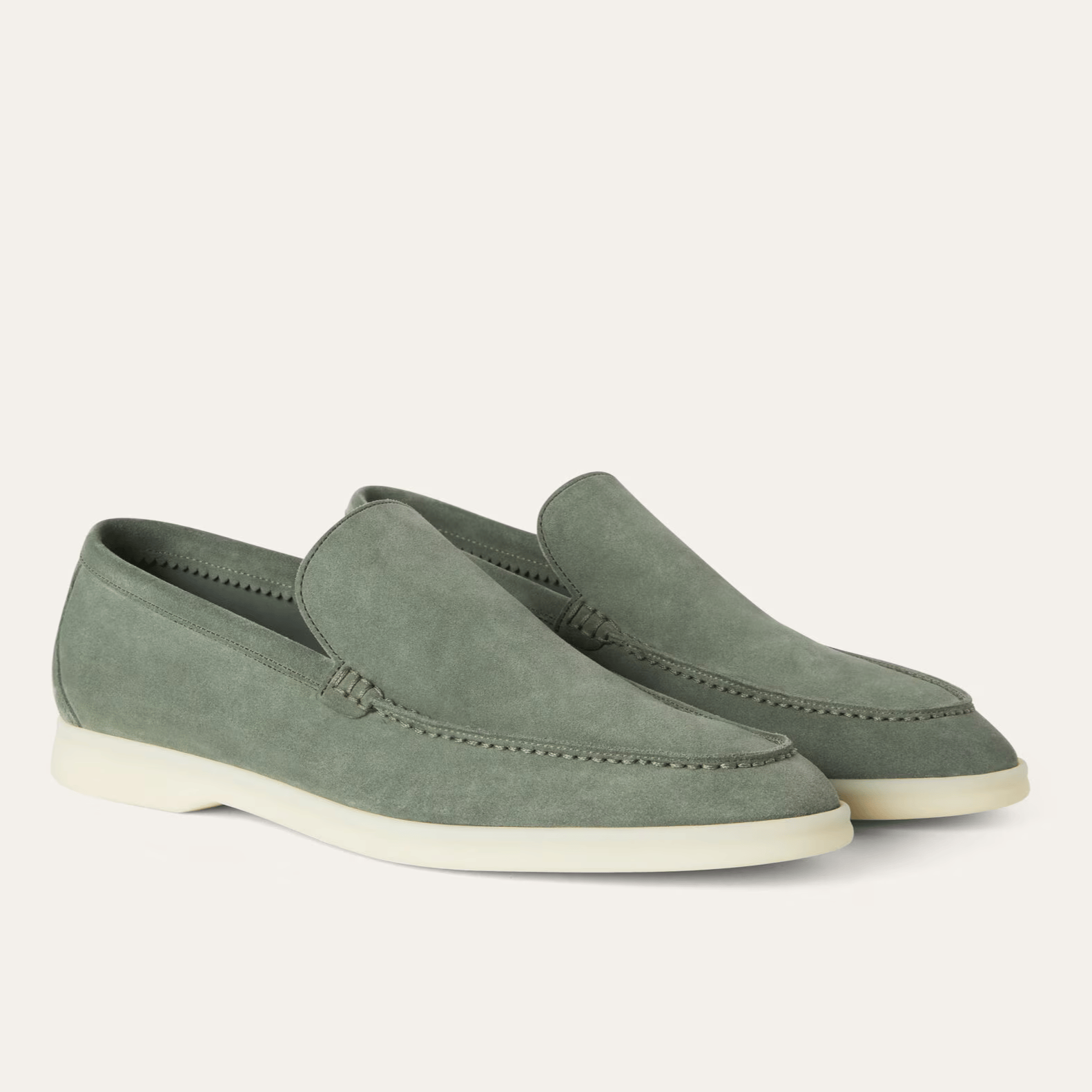 Loro Piana Summer Walk Suede Loafers - Frozen Fir (515Z)