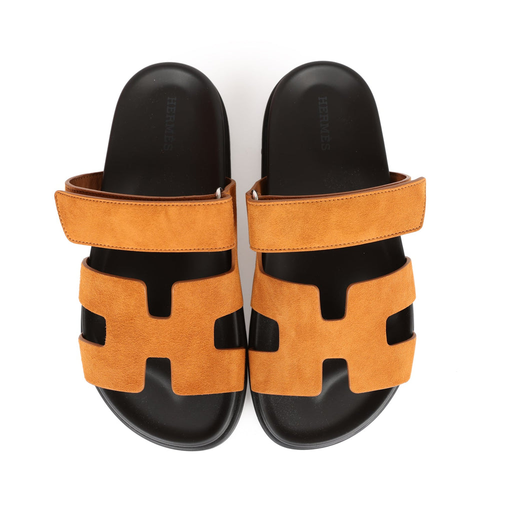 Hermes Chypre Suede Sandals - Caramel Brown
