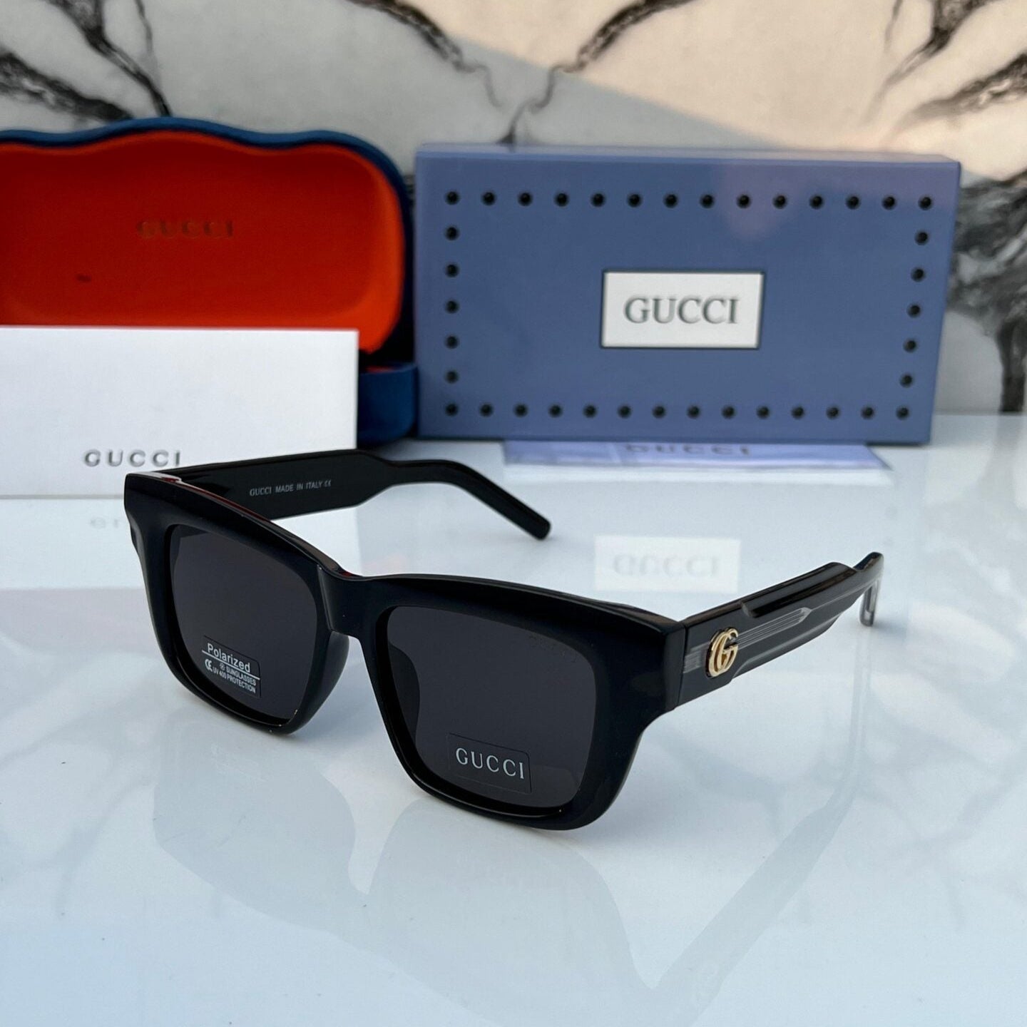 Gucci GG0034S Rectangular Frame Black Sunglasses