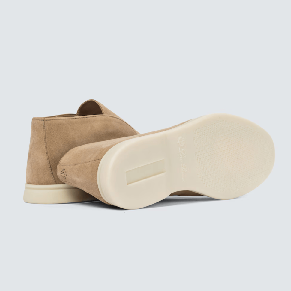 Loro Piana Open Walk Suede Ankle Boots - Woodsmoke Beige