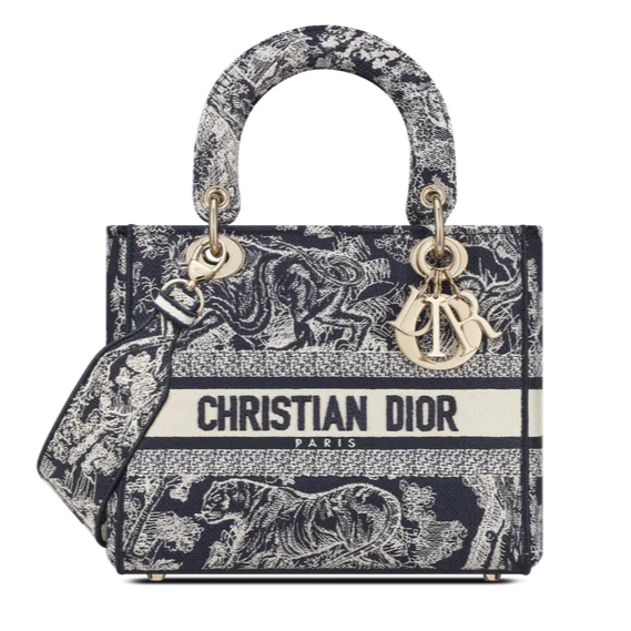 Dior Medium Lady D-Lite Reverse Embroidery Bag - Blue Toile de Jouy