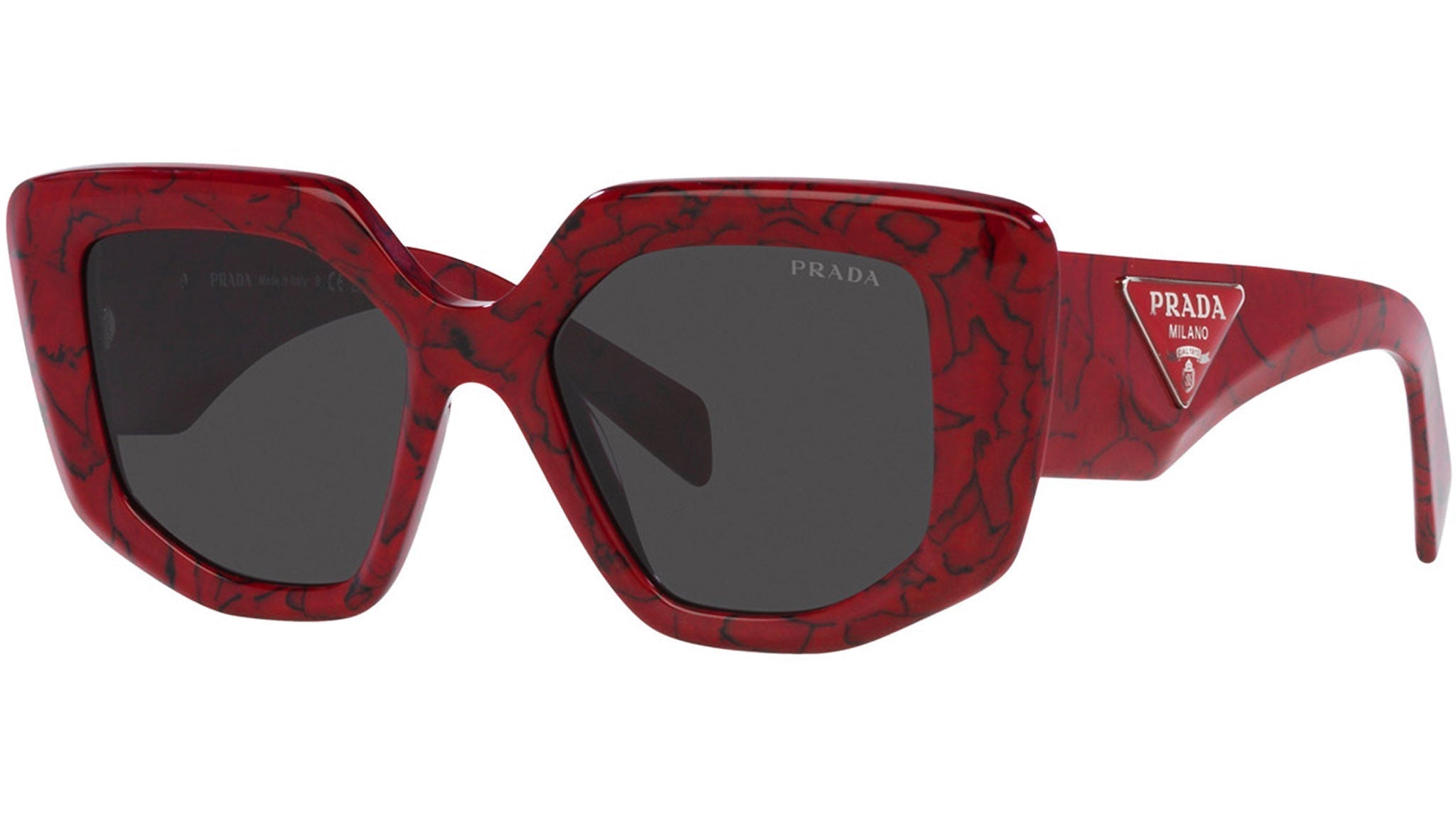 Prada PR14ZS 15D-5S0 Rectangular Marble Red Sunglasses