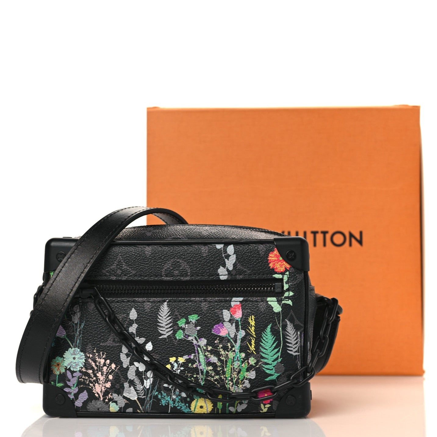 Louis Vuitton Monogram Eclipse Flower Print Mini Soft Trunk Bag - Black