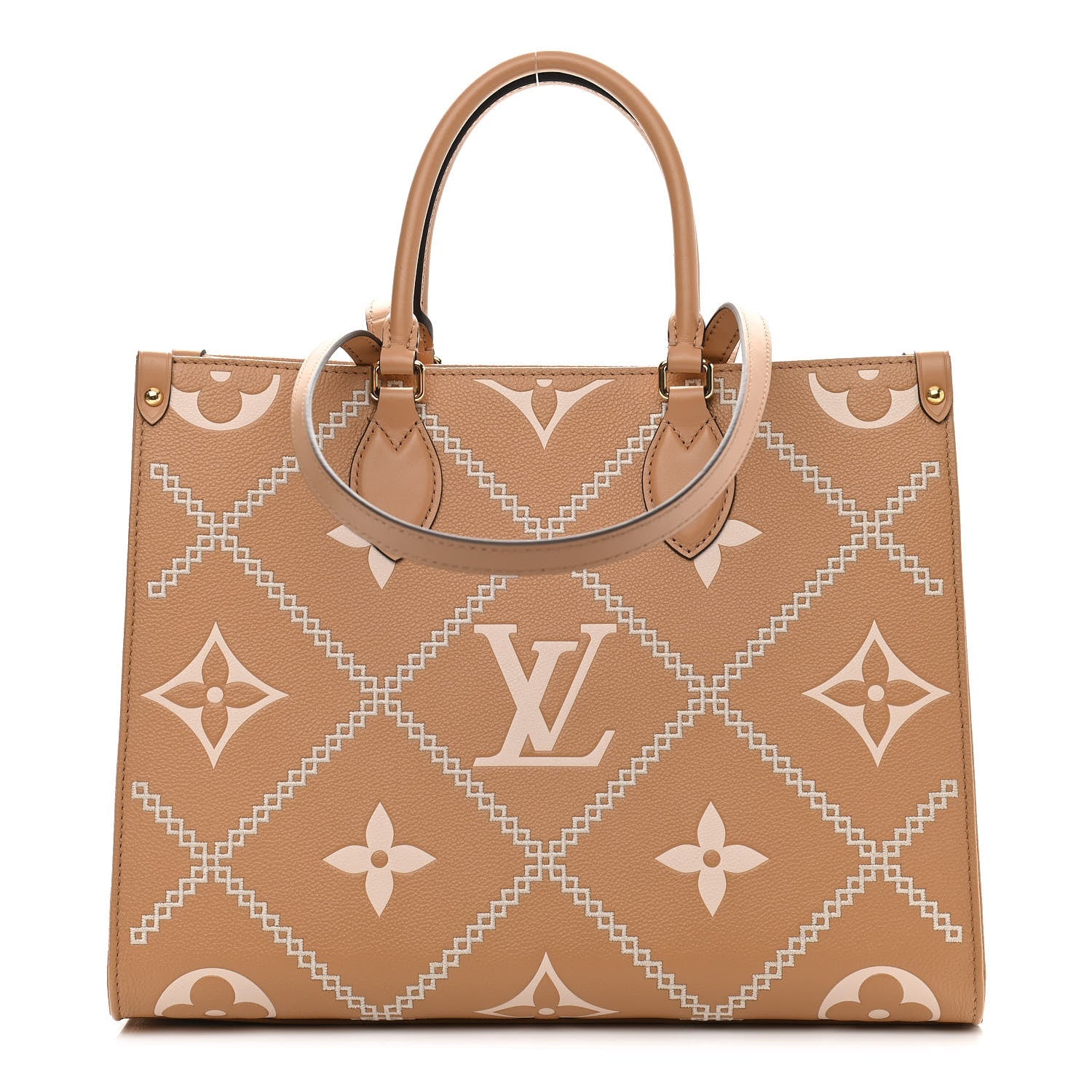 Louis Vuitton Empreinte Monogram Giant Broderies OnTheGo MM Tote Bag - Light Brown