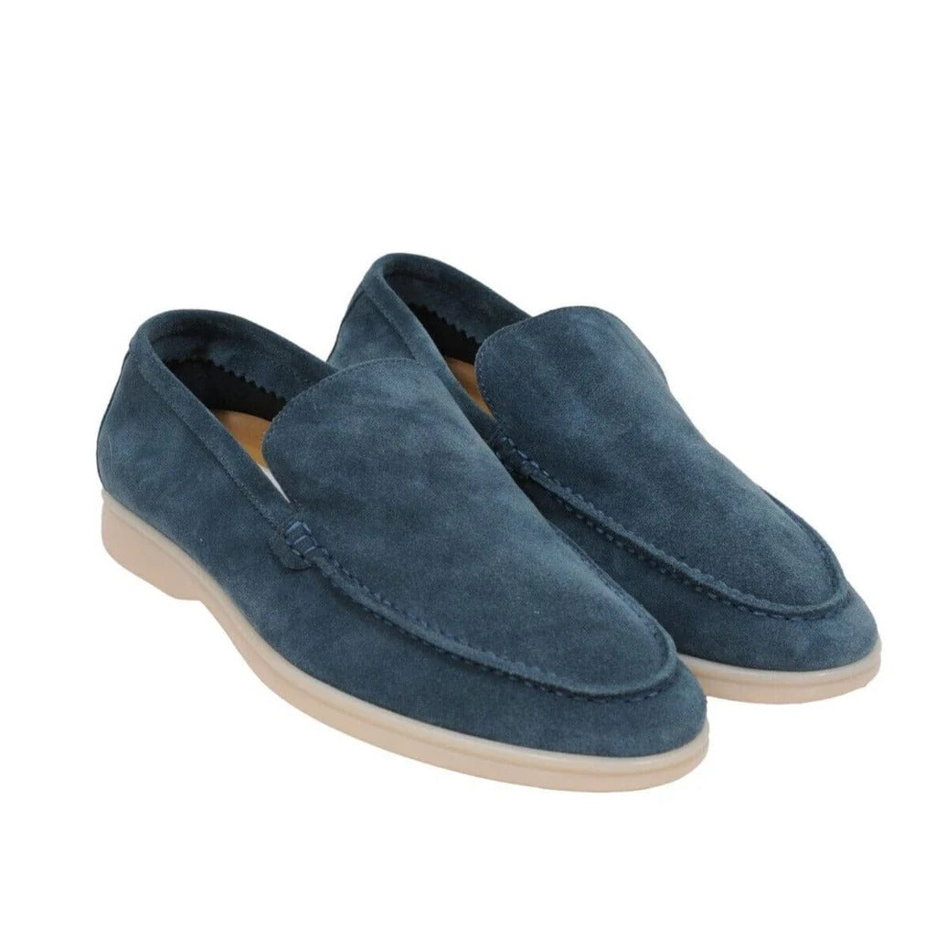 Loro Piana Summer Walk Suede Loafers - Black Figs (W1CQ)