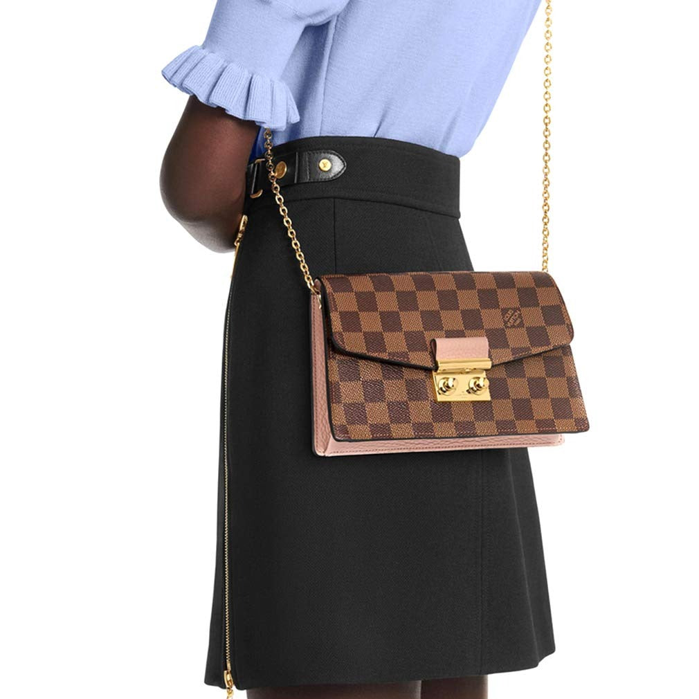 Louis Vuitton Damier Ebene Croisette Chain Wallet Bag - Dark Brown