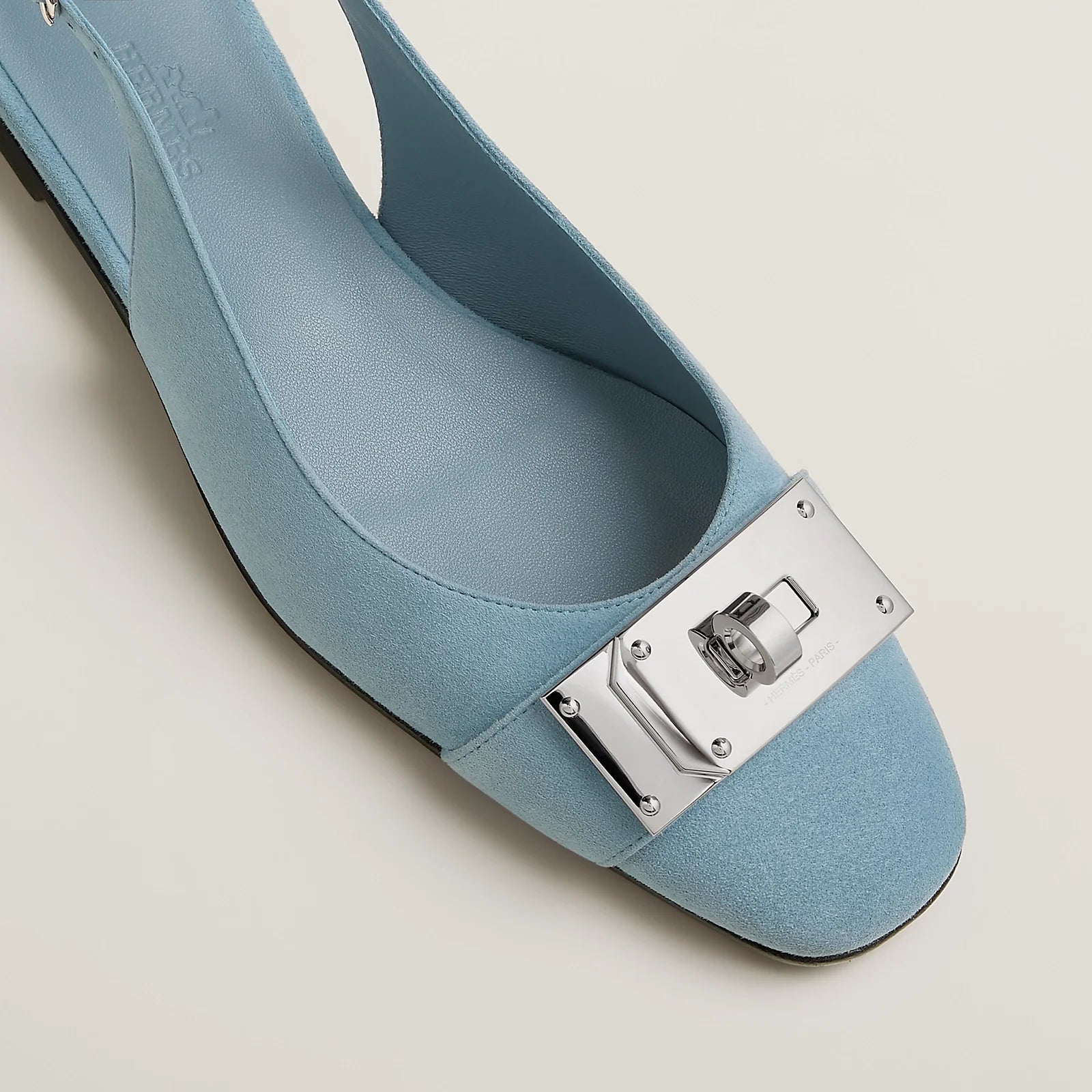Hermes Innocente Slingback Suede Sandals - Blue Sky