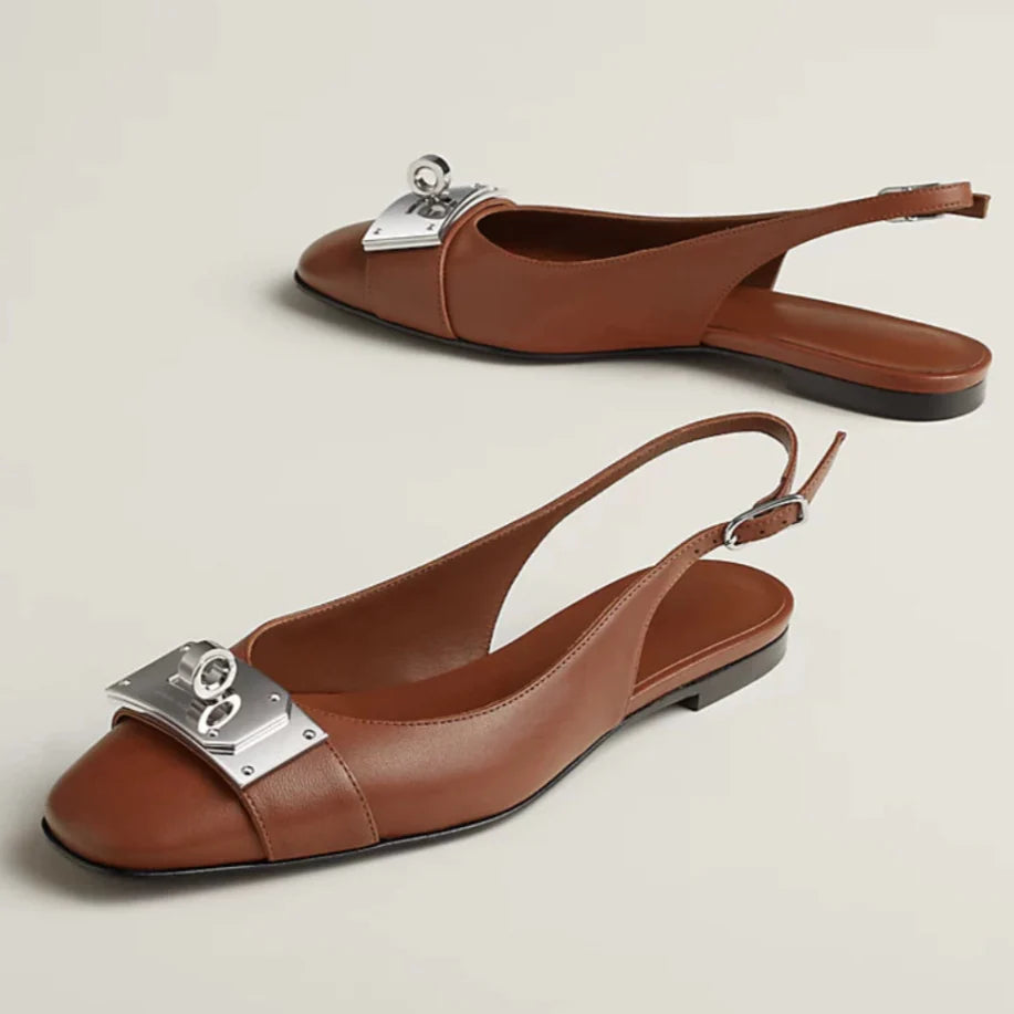 Hermes Innocente Slingback Sandals - Brown