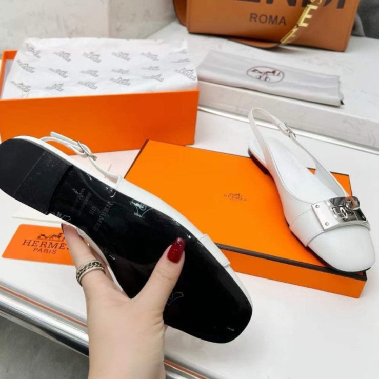 Hermes Innocente Slingback Sandals - White