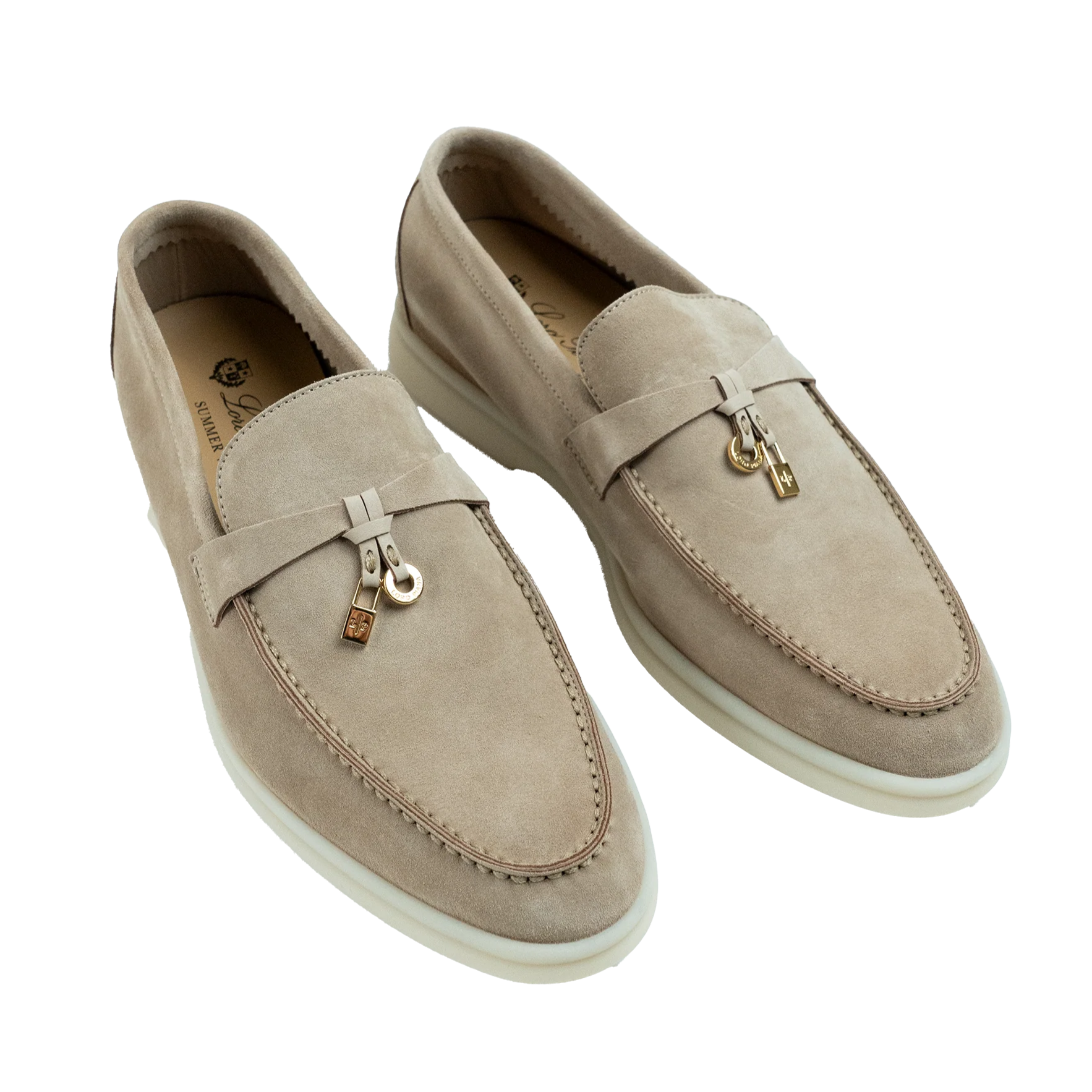Loro Piana Summer Walk Suede Loafers - Sandstone