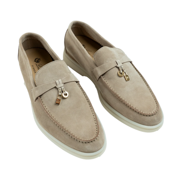 Loro Piana Summer Walk Suede Loafers - Sandstone