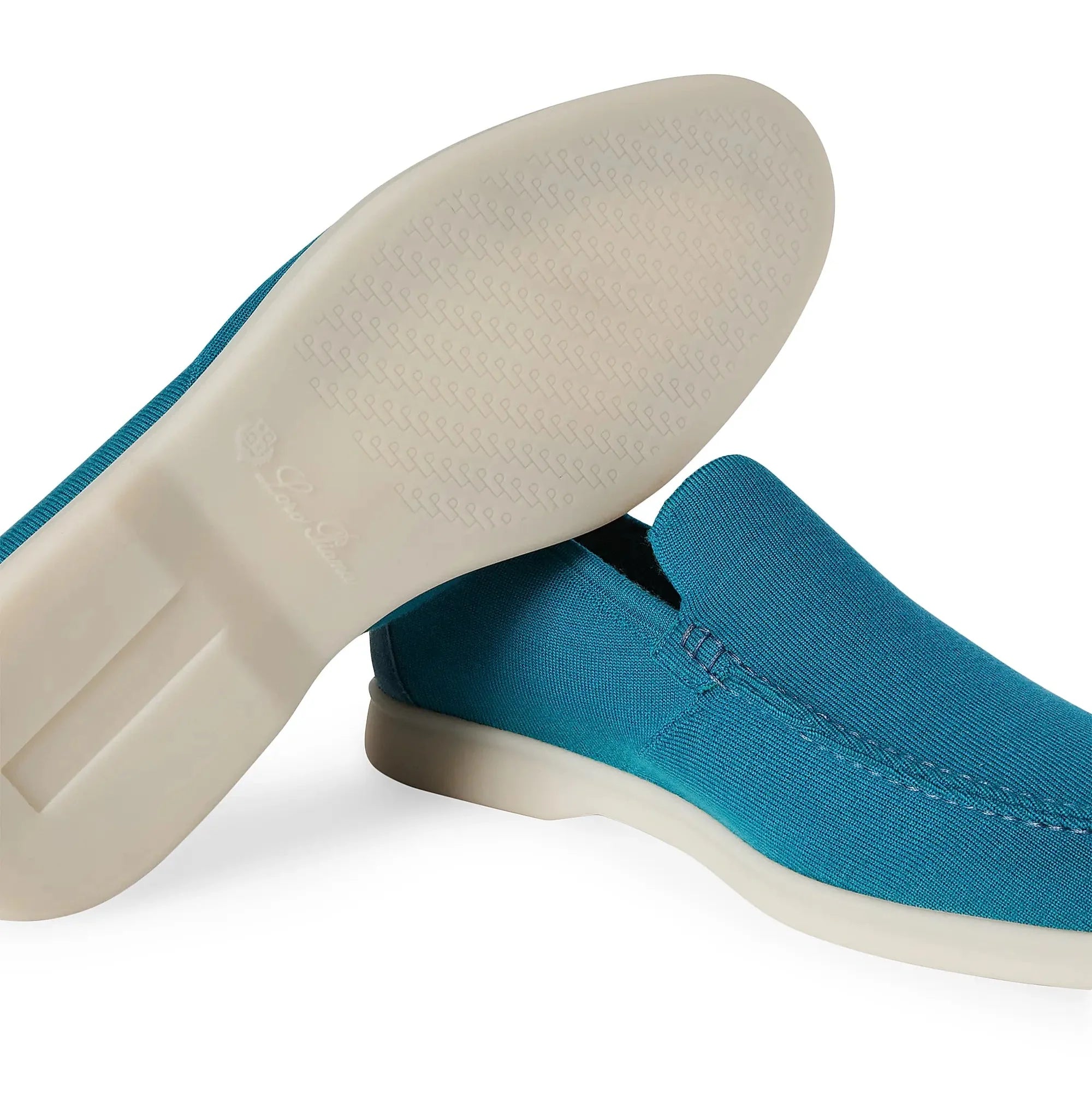 Loro Piana Summer Knit Walk Wish Suede Loafers - Blue Sorbet (233)