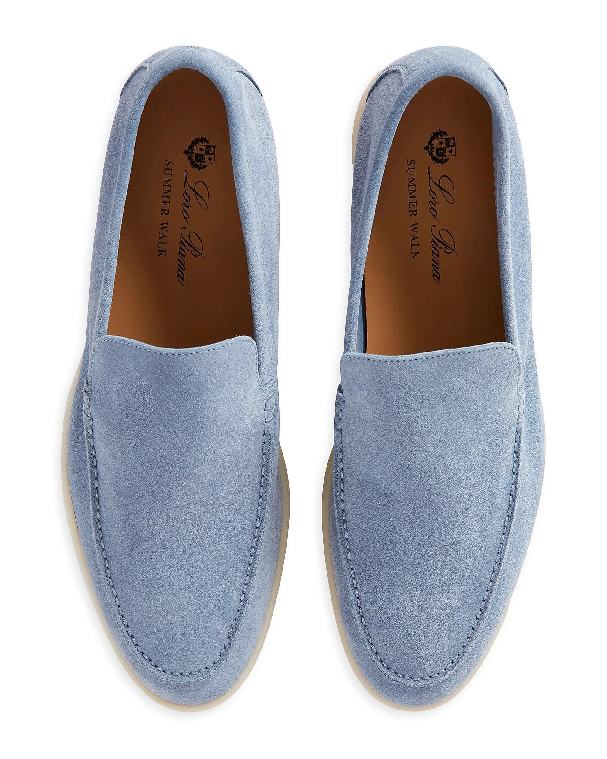 Loro Piana Summer Walk Suede Loafers - Polvere Blue
