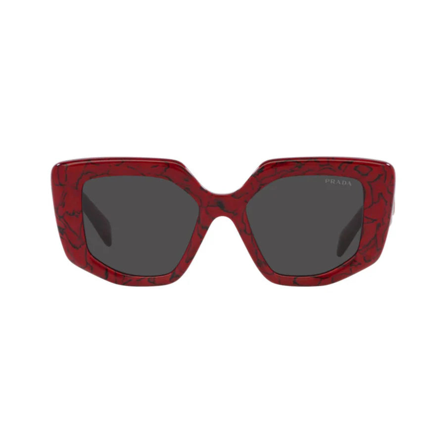 Prada PR14ZS 15D-5S0 Rectangular Marble Red Sunglasses
