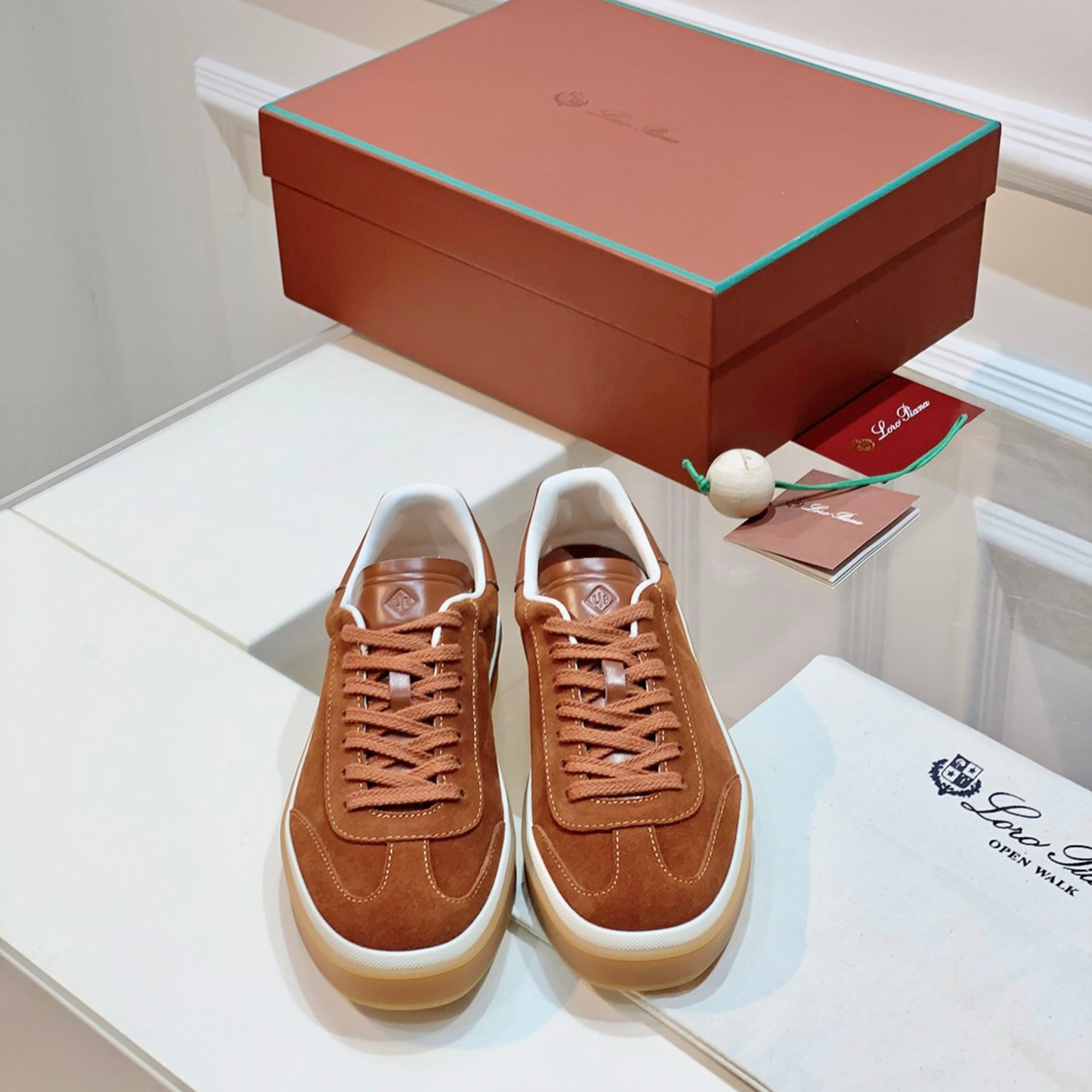 Loro Piana Tennis Walk Suede Calf Split Sneakers - Bark Wood (E0CF)