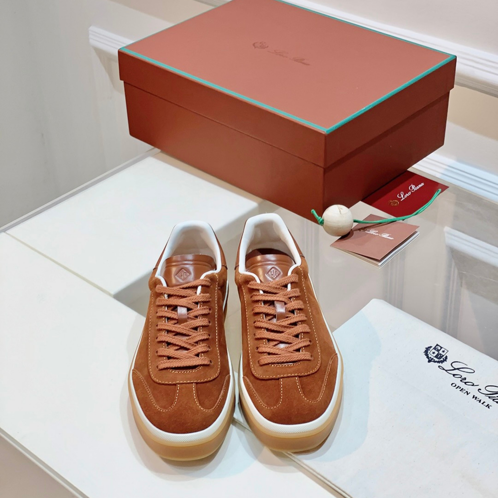 Loro Piana Tennis Walk Suede Calf Split Sneakers - Bark Wood (E0CF)