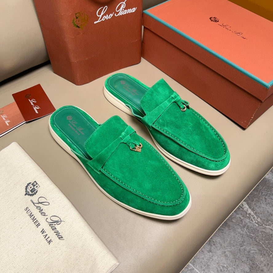 Loro Piana Babouche Charms Walk Slippers - Forest Leaves (50RT)