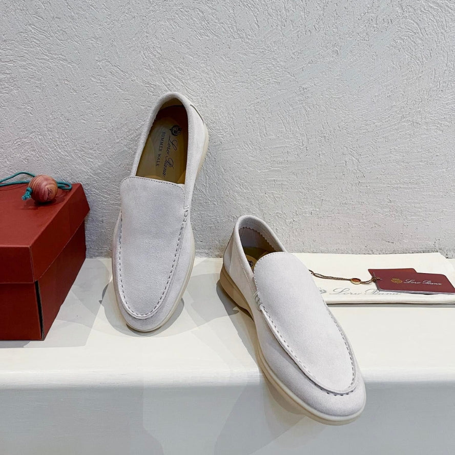 Loro Piana Summer Walk Suede Loafers - Beige