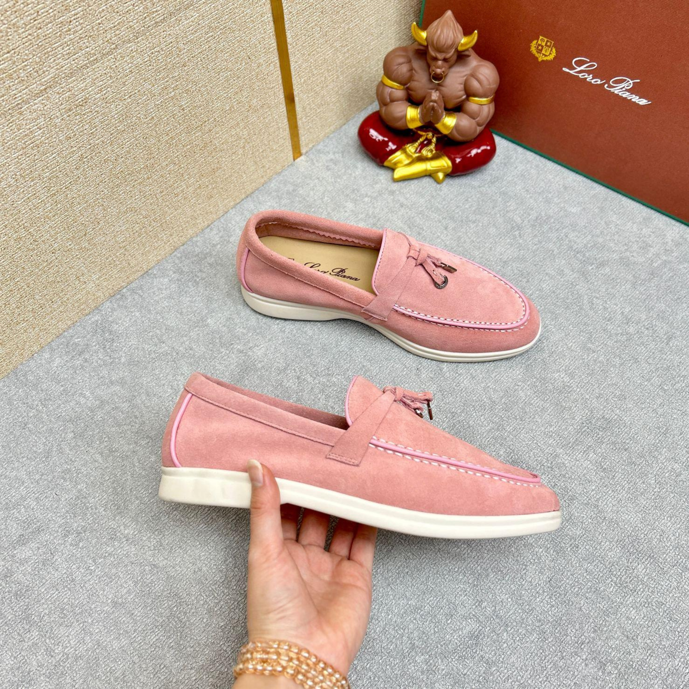 Loro Piana Summer Charms Walk Suede Loafers - Wild Mauve