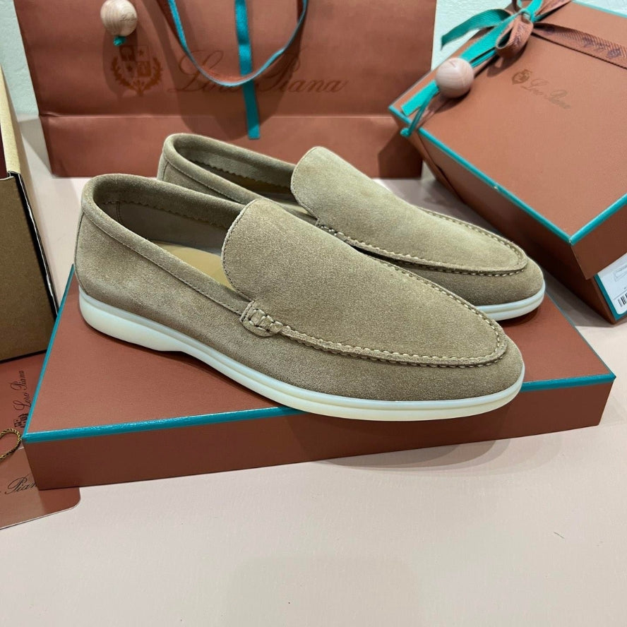 Loro Piana Summer Walk Suede Loafers - Powder Tea