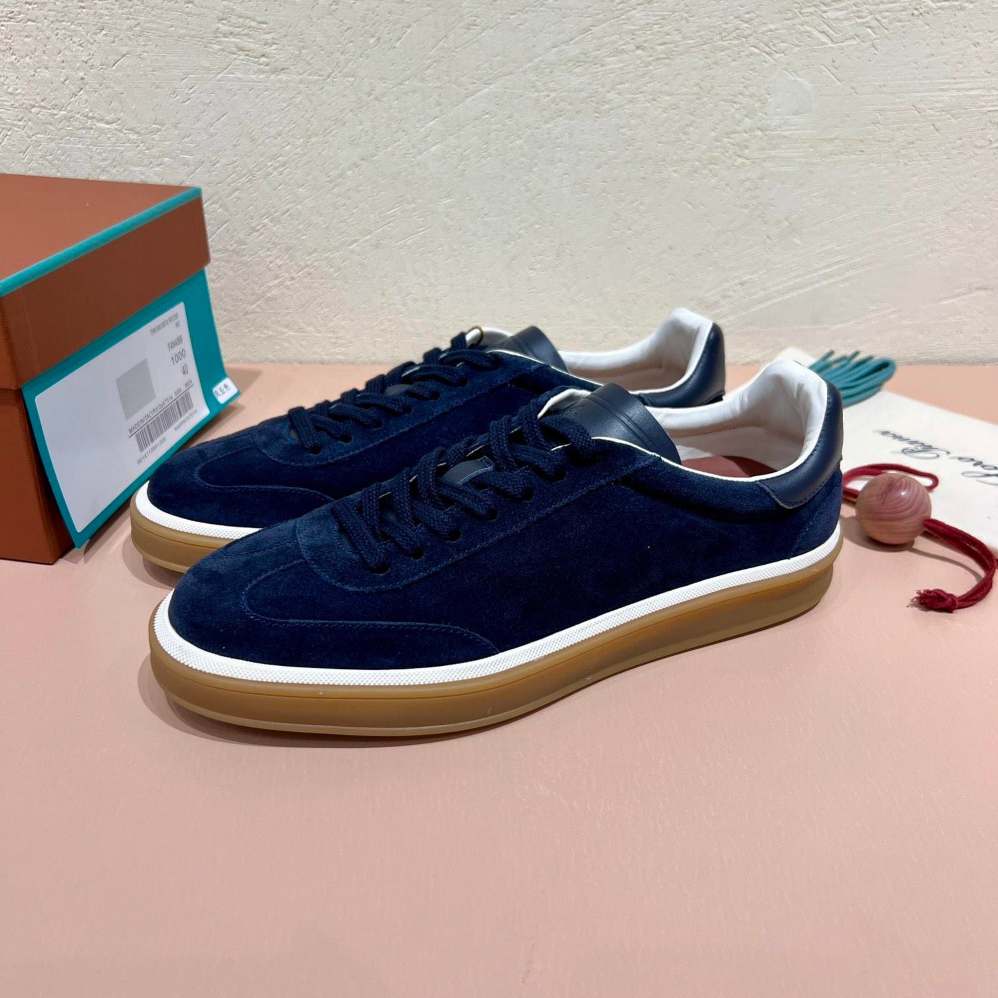 Loro Piana Tennis Walk Suede Calf Split Sneakers - Navy Blue (W000)