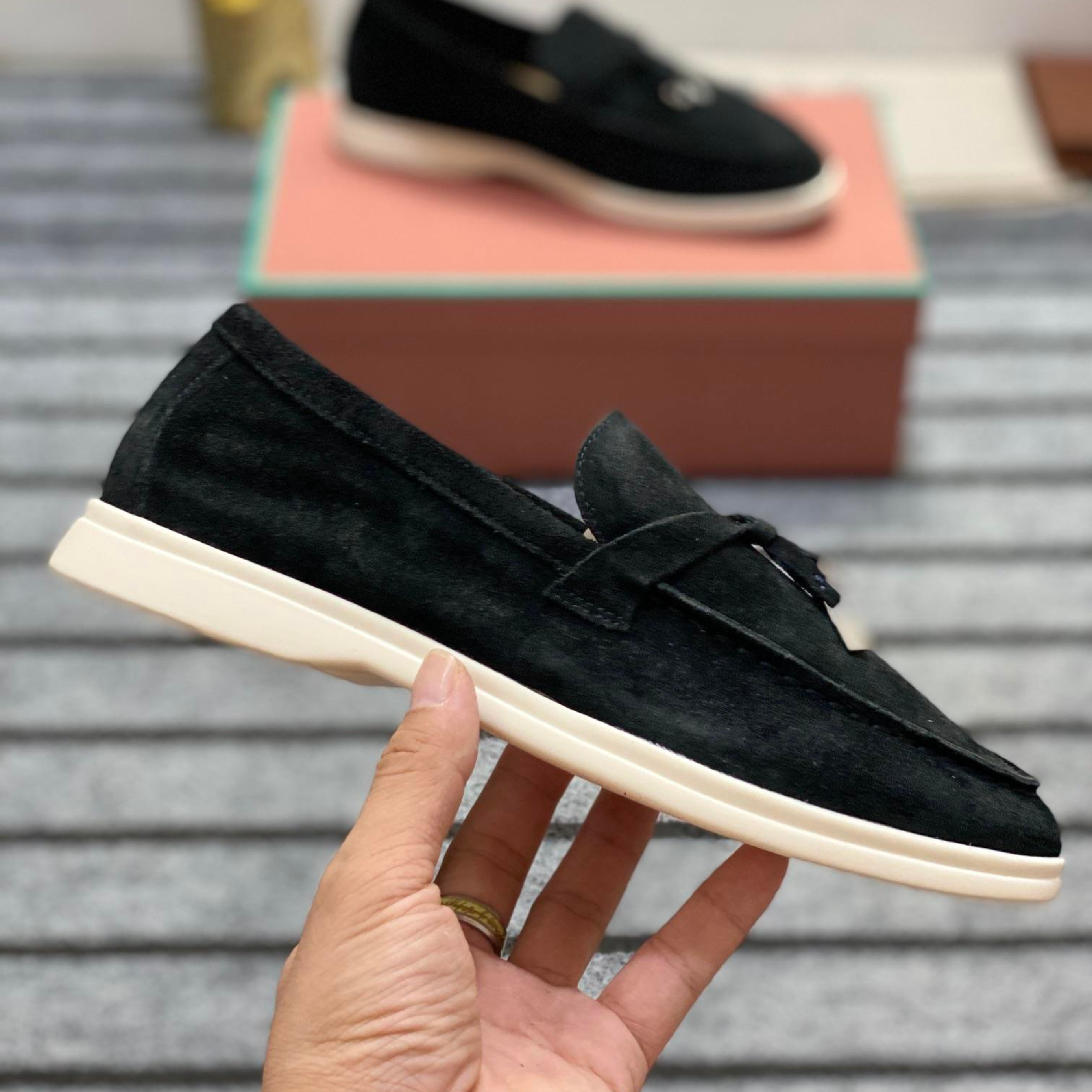 Loro Piana Summer Charm Suede Loafers - Black (029)