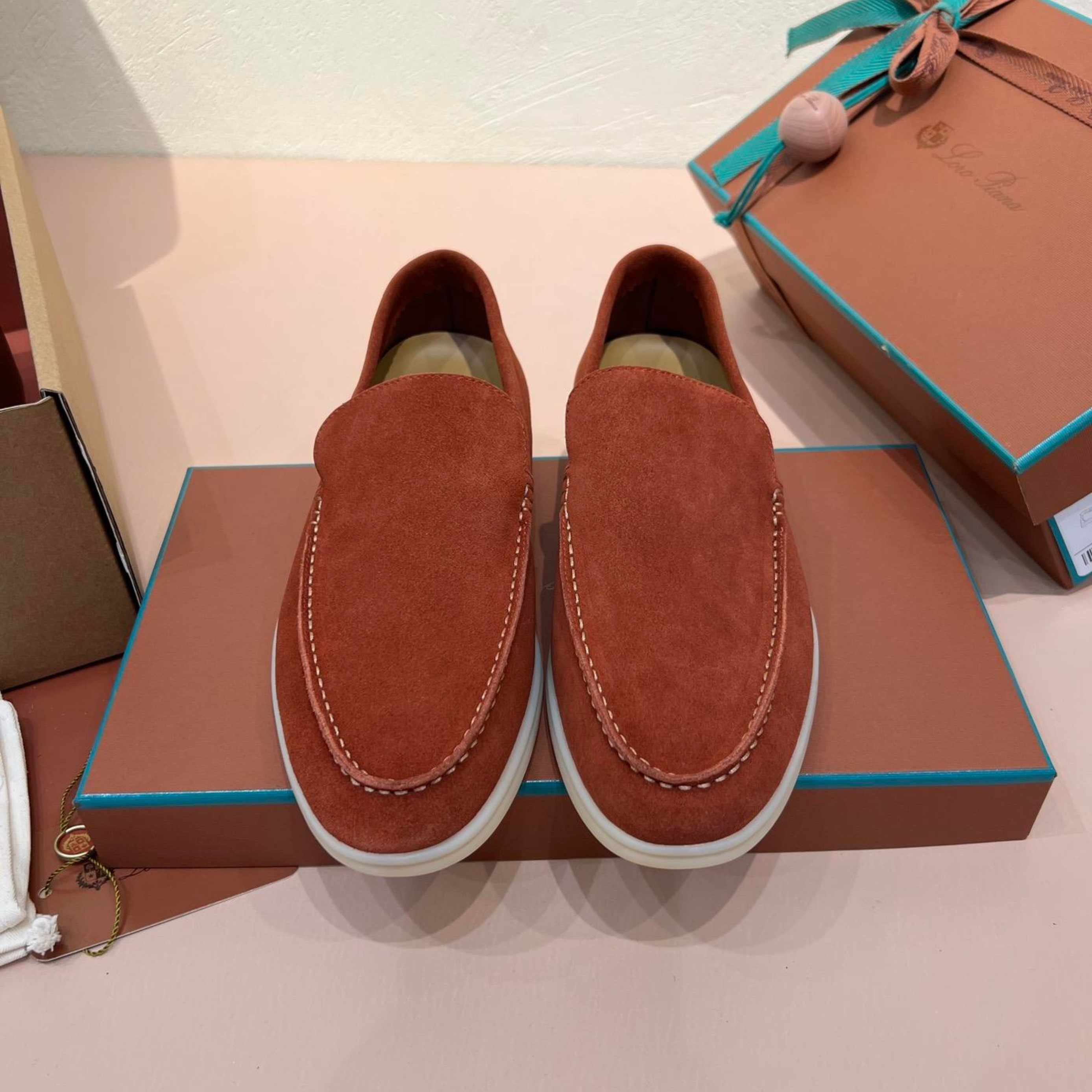 Loro Piana Summer Walk Suede Loafers - Dried Red (R0DV)
